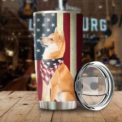 Dog Shiba Inu America Flag Stainless Steel Cup