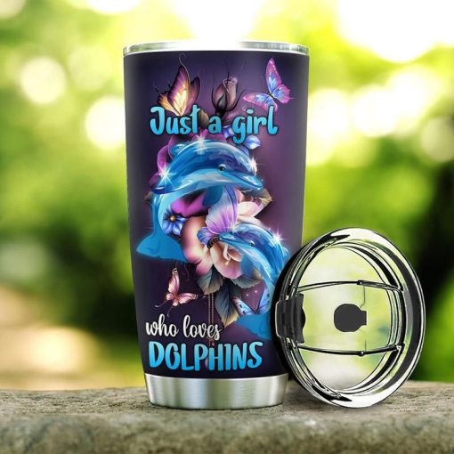 Dolphin Flowers Butterfly Stainless Steel Cup