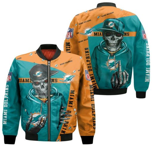 Dolphins Hip Hop Skull 3d Jersey Bomber Jacket