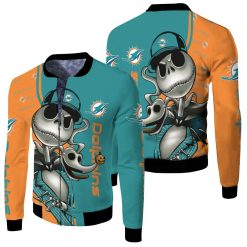 Dolphins Jack Skellington Halloween 3d Jersey Fleece Bomber Jacket