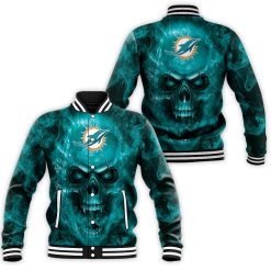 Dolphins Nfl Fans Skull Baseball Jacket