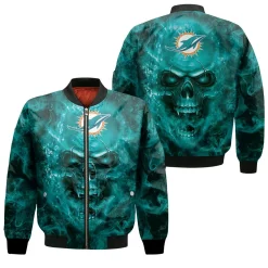 Dolphins Nfl Fans Skull Bomber Jacket