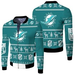 Dolphins Nfl Ugly Sweatshirt Christmas 3d Fleece Bomber Jacket