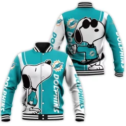 Dolphins Snoopy Lover 3d Printed Baseball Jacket