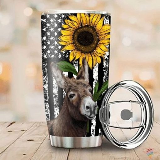 Donkey America Flag Sunflower Stainless Steel Cup