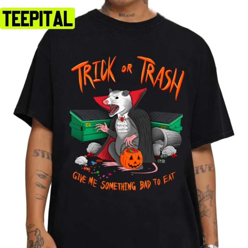 Dracula Opossum Edition Halloween Illustration Trick Or Trash Unisex Sweatshirt