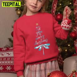 Dragonfly Christmas Tree Aesthetic Design Unisex Sweatshirt