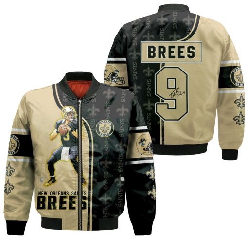 Drew Brees 9 New Orleans Saints Signature 3d Bomber Jacket