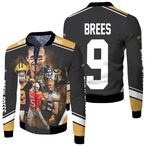 Drew Brees Ins New Orleans Saints Fleece Bomber Jacket