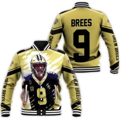 Drew Brees New Orleans Saints Artwork Baseball Jacket