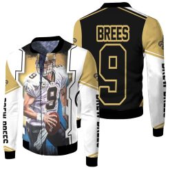 Drew Brees New Orleans Saints Colorful Background Fleece Bomber Jacket