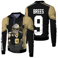 Drew Brees New Orleans Saints Logo Fleece Bomber Jacket