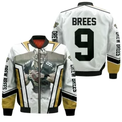 Drew Brees New Orleans Saints Stadium Background Bomber Jacket