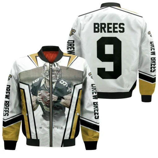 Drew Brees New Orleans Saints Stadium Background Bomber Jacket