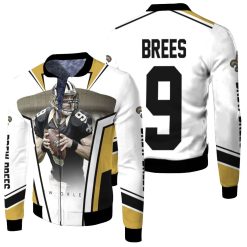 Drew Brees New Orleans Saints Stadium Background Fleece Bomber Jacket