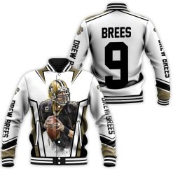 Drew Brees New Orleans Saints White Background Baseball Jacket