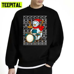 Drummer Ugly Christmas Design Snowman Unisex Sweatshirt