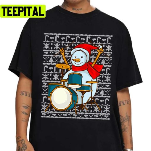 Drummer Ugly Christmas Design Snowman Unisex Sweatshirt