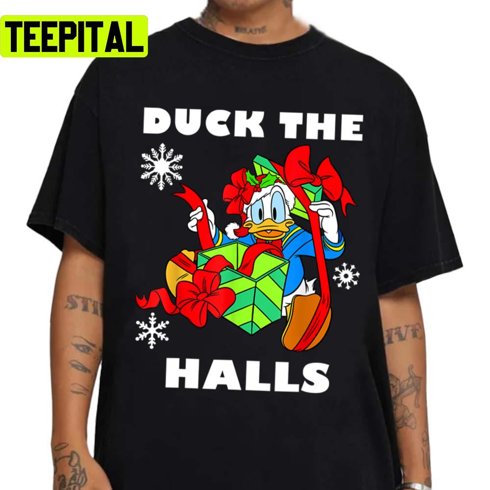 Duck The Halls Christmas Portrait Design Unisex Sweatshirt