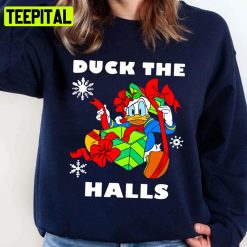 Duck The Halls Funny Art Santa Christmas Unisex Sweatshirt