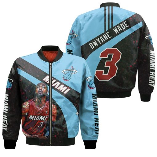 Dwyane Wade 3 Miami Heat Oil Paint Art Legend For Fan Bomber Jacket