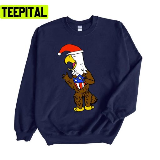 Eagle Santa Funny American Flag Unisex Sweatshirt