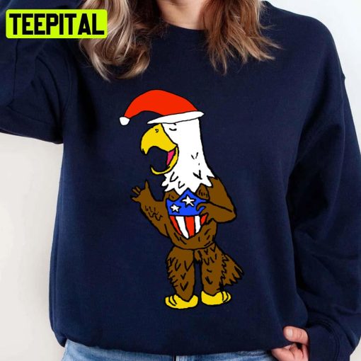 Eagle Santa Funny American Flag Unisex Sweatshirt