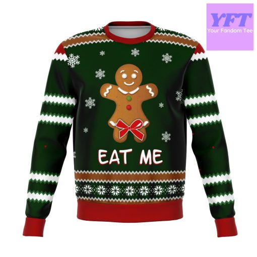 Eat Me Gingerbread Funny Meme 2022 Design 3d Ugly Christmas Sweater