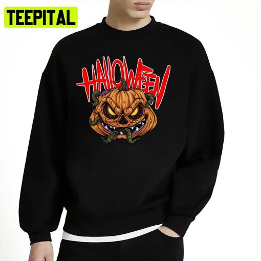 Eating Human Halloween Scary Pumpkin Head Unisex Sweatshirt