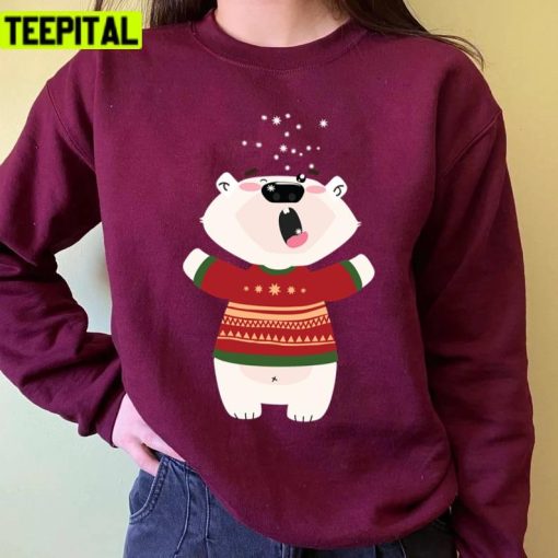 Eating Snow Christmas Polar Bear Trending Unisex Sweatshirt