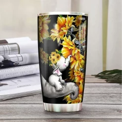 Elephant Sunflower Stainless Steel Cup