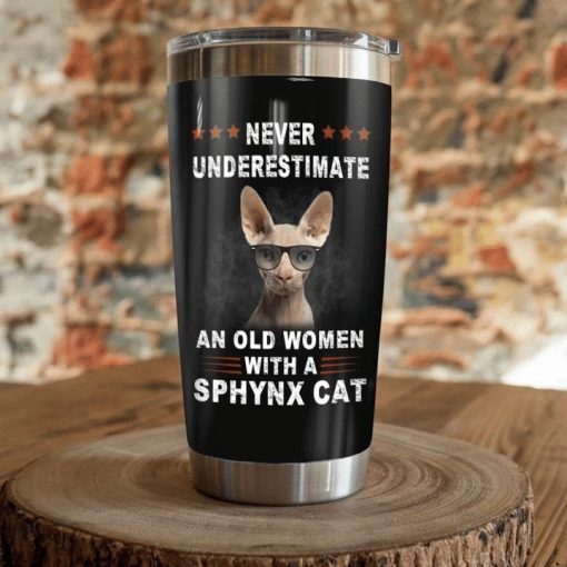 Fancy Sphynx Cat Wearing Sunglasses Stainless Steel Cup