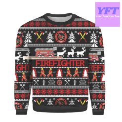 Firefighter Fire Engine Reindeer Fireman Brother Dad 3d Ugly Christmas Sweater