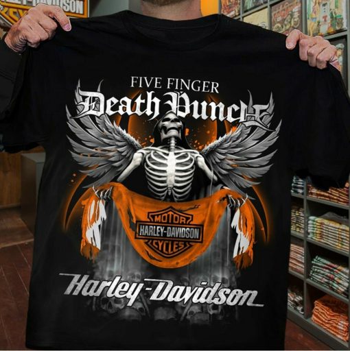 Five-Finger Death-Punch Harley Davidson Motorcycle Skeleton Unisex T-Shirt