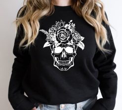 Flowers Skull Skull Skeleton Skeleton Funny Pumpkin Halloween Unisex Sweatshirt