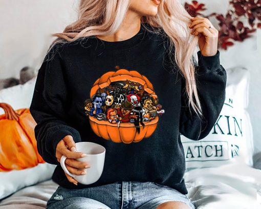 Friend Horror Scary Movies Characters Friends Squad Pumpkin Halloween Unisex Sweatshirt