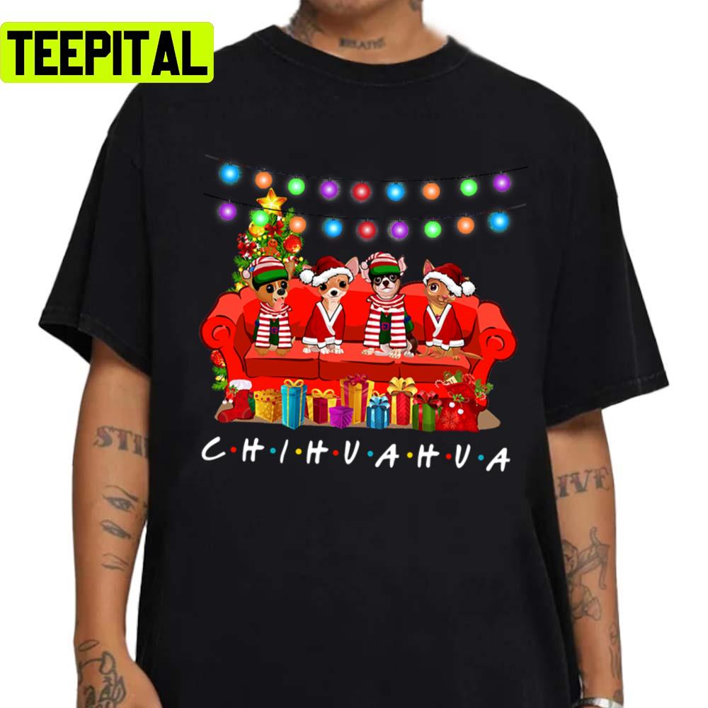 Friends Chihuahua Animated Art Merry Christmas Unisex Sweatshirt
