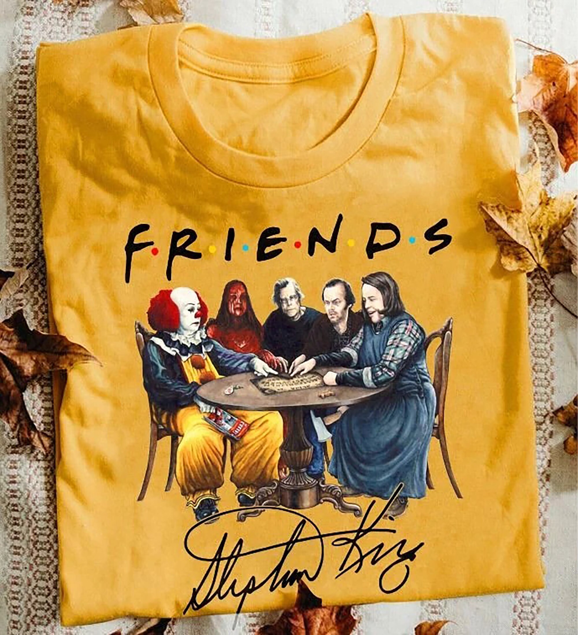 Friends It Pennywise Stephen King Signed Horror Movie Killers Pumpkin Halloween Unisex T-Shirt
