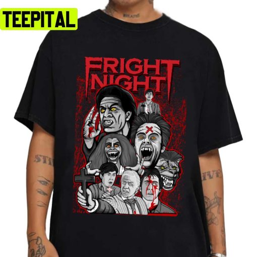 Fright Night Character Collage Halloween Graphic Unisex Sweatshirt