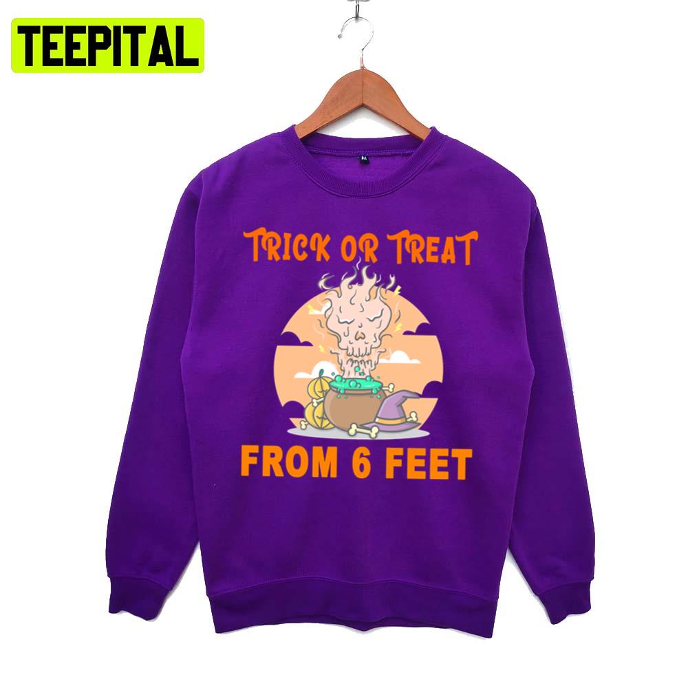 From 6 Feet Trick Or Treat Halloween Illustration Hoodie