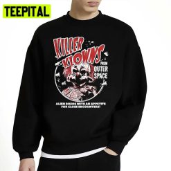 Funny Alien Bozos Killer Klowns Funny Outer Space Retro Style Halloween Graphic Unisex Sweatshirt