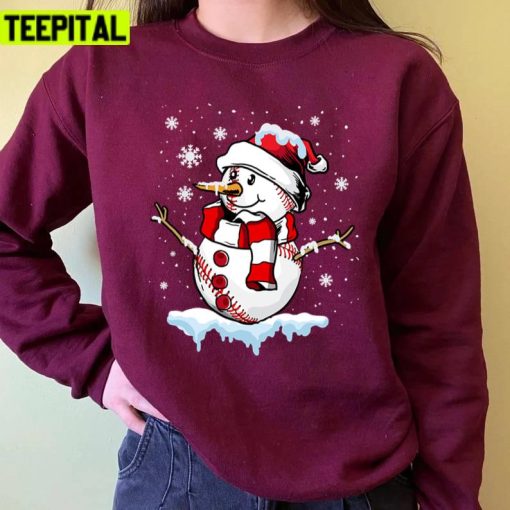 Funny Baseball Snowman Christmas Xmas Unisex Sweatshirt