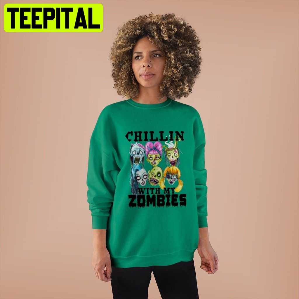 Funny Chillin With My Zombies HalloweenTrending Unisex Shirt