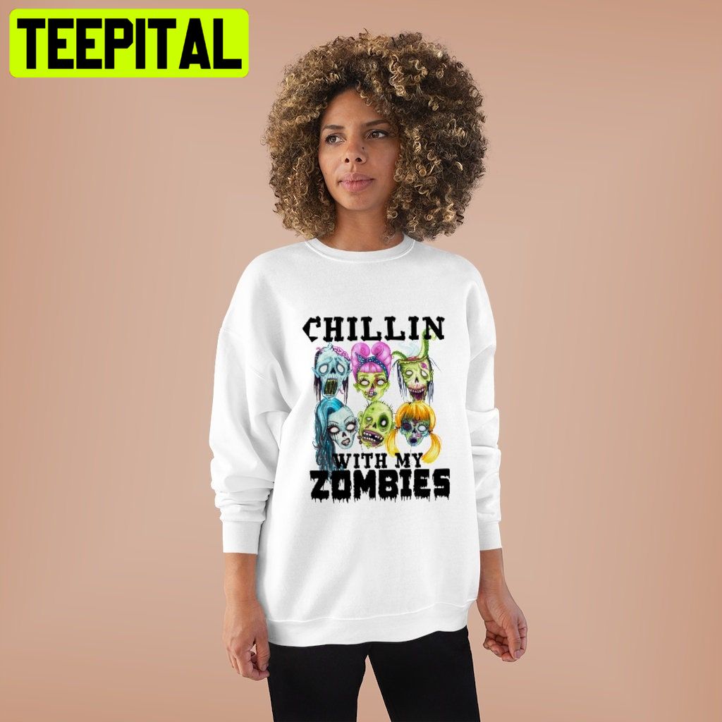 Funny Chillin With My Zombies HalloweenTrending Unisex Shirt