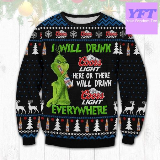 Funny Grinch Coors Light Beer Banquet Beer Lover 3d Ugly Christmas Sweater