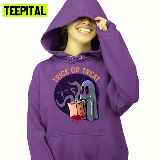 Funny Quote Distressed Artwork Idea Trick Or Treat Halloween Illustration Hoodie