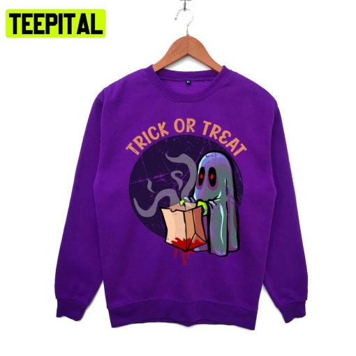 Funny Quote Distressed Artwork Idea Trick Or Treat Halloween Illustration Hoodie