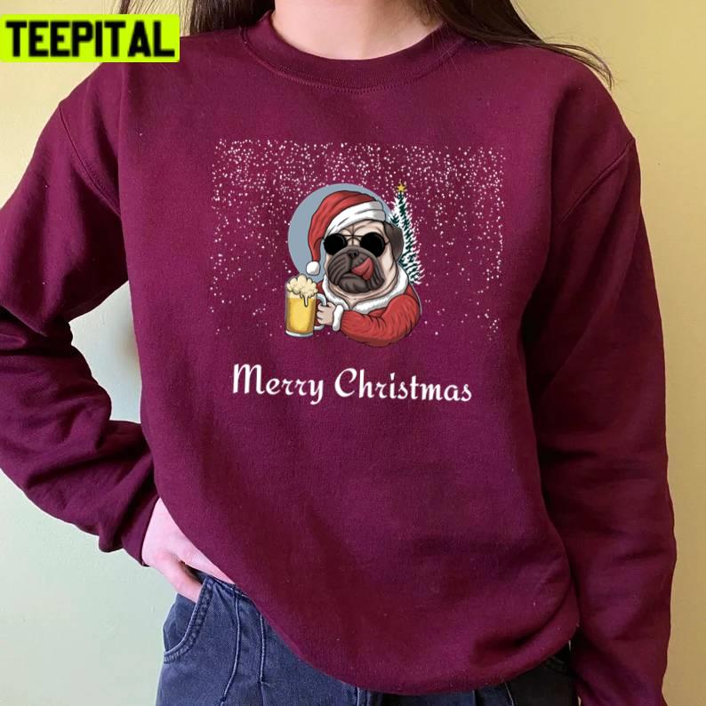 Funny Santa Claus Pug Merry Christmas Pug Unisex Sweatshirt