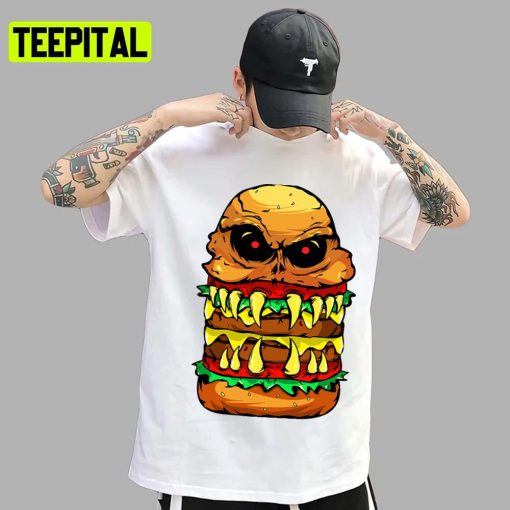 Funny Scary Cheeseburger For Burger Person Unisex T-Shirt