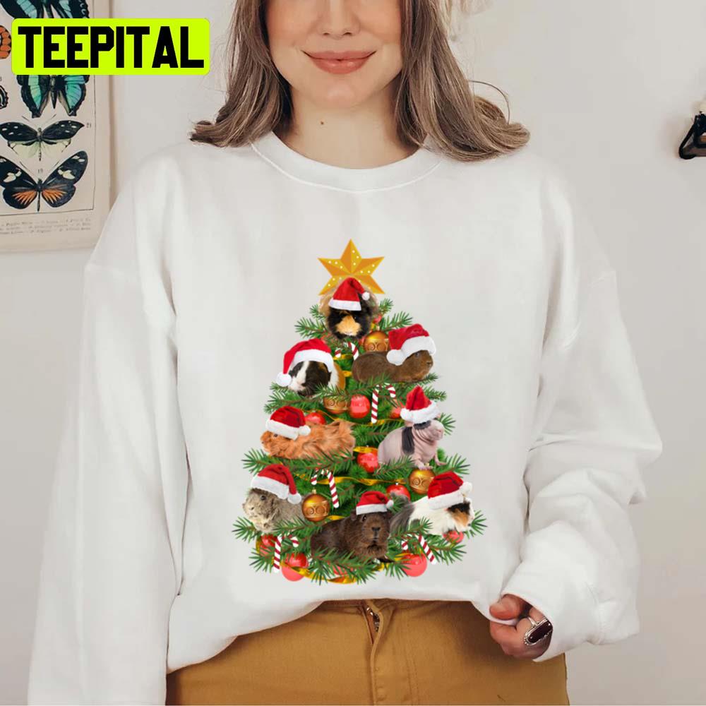 Funny Weird Holiday Merry Cavy Christmas Tree Guinea Pig Unisex Sweatshirt